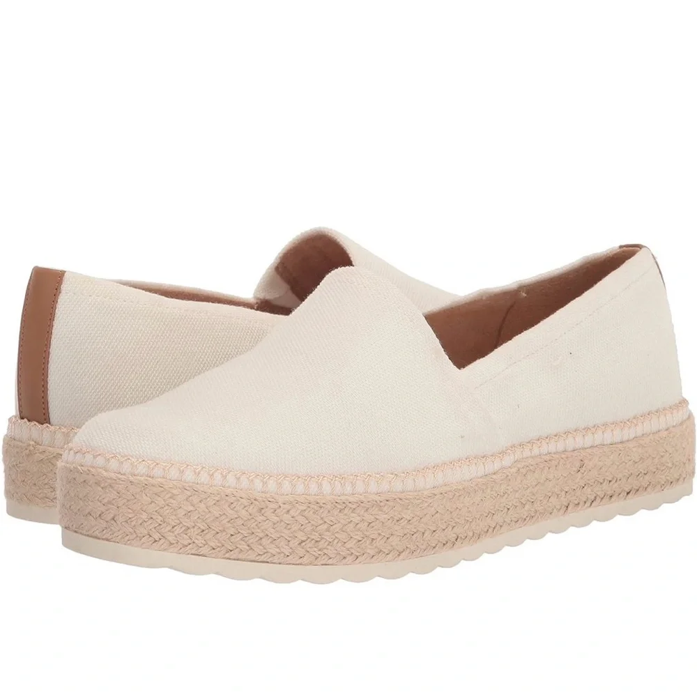NIB Dr.Scholl's Sunray Espadrille Slip On Shoes Size 6.5 White Canvas Jute Sole